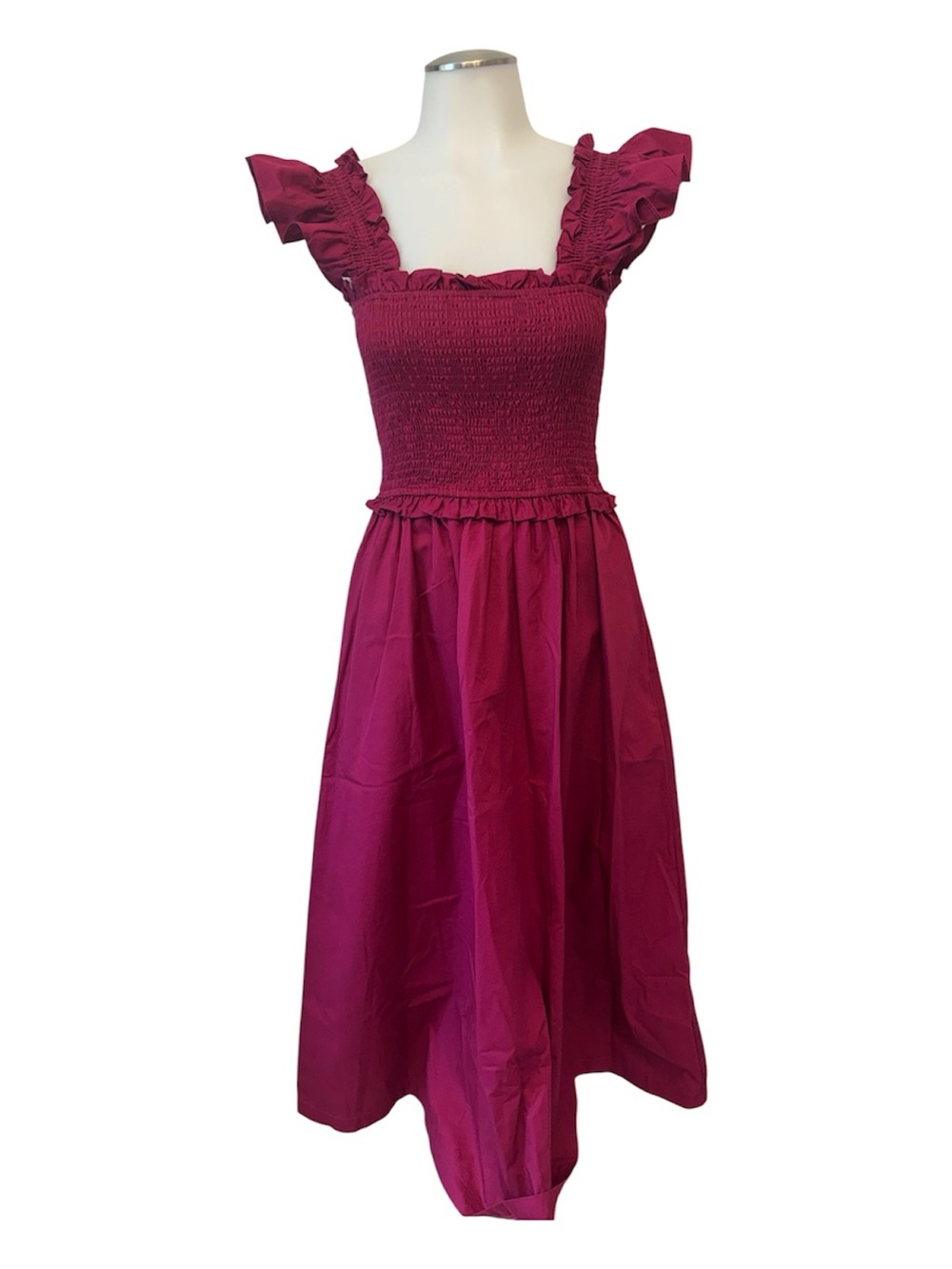 All A Flutter Midi Dress by Sofie the Label Raspberry Color Size Small
